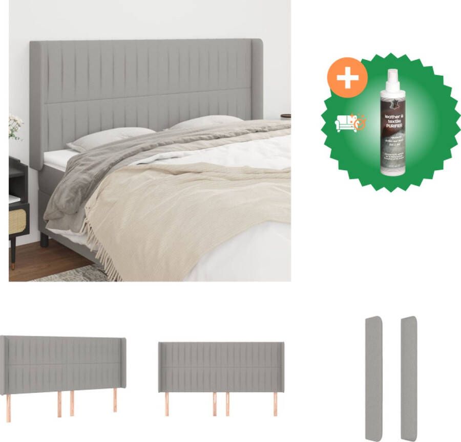 VidaXL Klassiek Hoofdbord Lichtgrijs 203 x 16 x 118 128 cm Duurzaam materiaal verstelbare hoogte Bedonderdeel Inclusief Reiniger