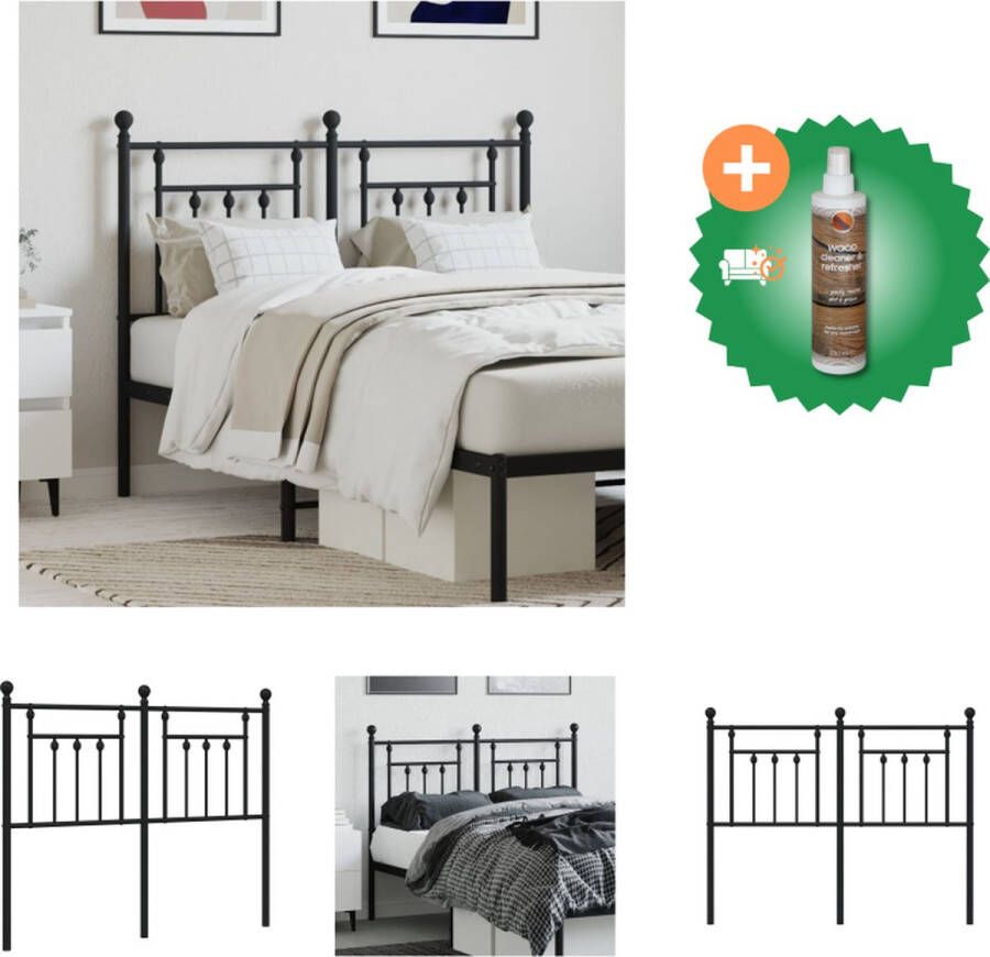 VidaXL Klassiek Hoofdbord Metalen Constructie Stevige Poten Comfortabele Ondersteuning Zwart 125 x 3 x 97 cm Bedonderdeel Inclusief Houtreiniger en verfrisser