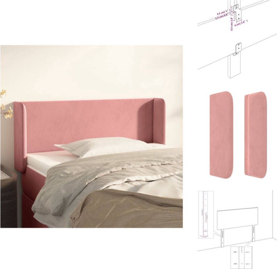 VidaXL Klassiek Hoofdbord Roze Fluweel Verstelbare Hoogte Comfortabele Ondersteuning Bedonderdeel