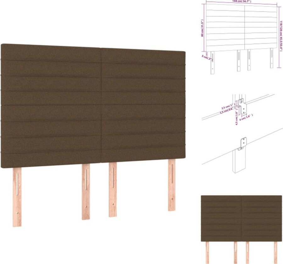vidaXL Klassiek Hoofdbord Stof Donkerbruin 144x118 128 cm Verstelbare Hoogte Bedonderdeel