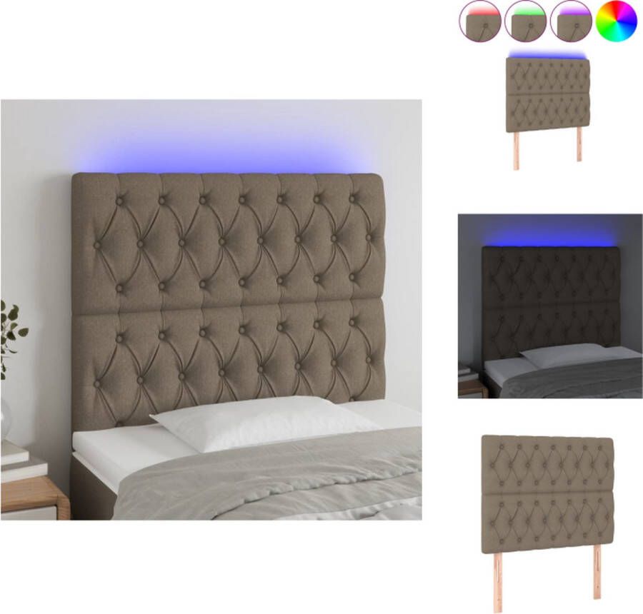 VidaXL Klassiek Hoofdbord Stof LED-verlichting Verstelbare hoogte Comfortabele ondersteuning Snijdbare LED-strip Bedonderdeel - Foto 2