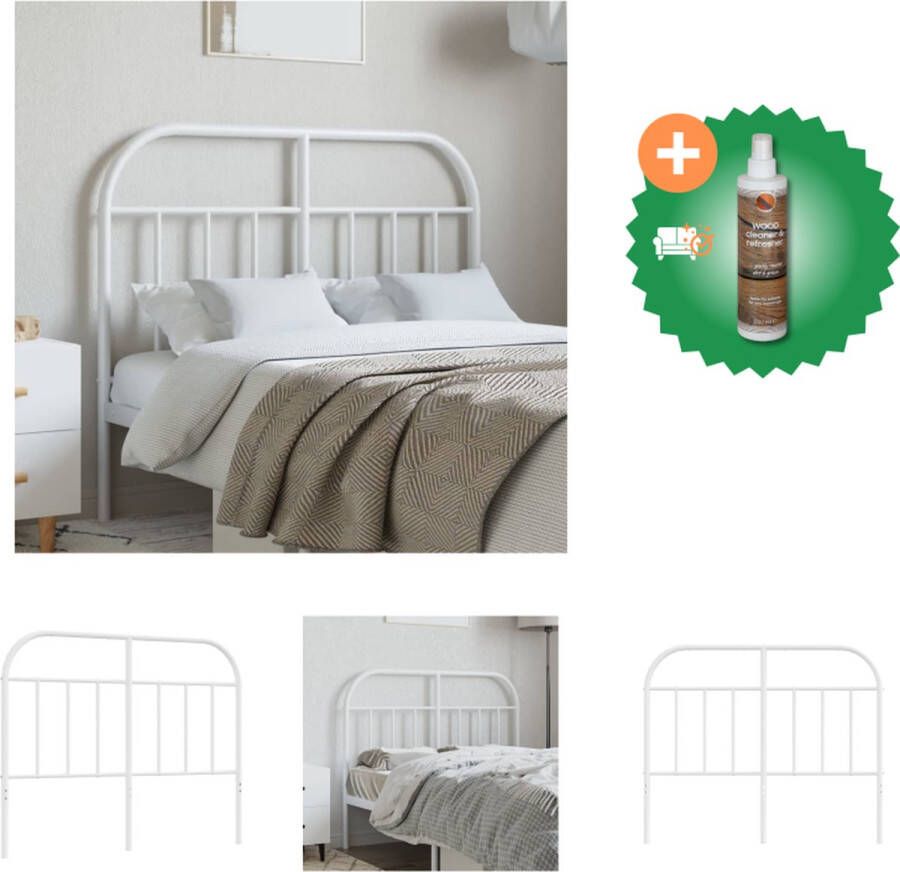 VidaXL Klassiek Hoofdbord Wit 125 x 3 x 100 cm Robuuste metalen constructie Bedonderdeel Inclusief Houtreiniger en verfrisser