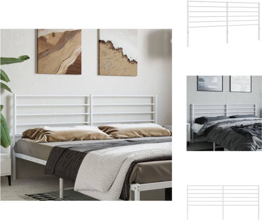 VidaXL klassiek hoofdbord wit staal 198x90 cm robuuste metalen constructie Bedonderdeel - Foto 2