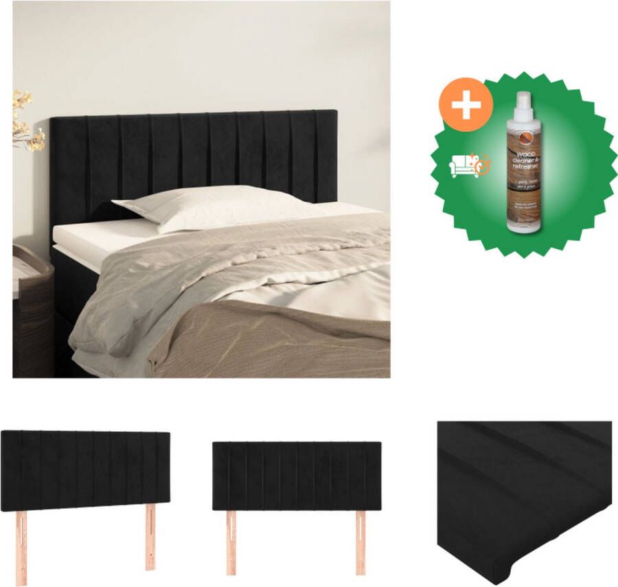VidaXL Klassiek Hoofdbord Zacht Fluweel Stevige Poten Verstelbare Hoogte Comfortabele Ondersteuning Zwart 80 x 33.5 x 78 cm Bedonderdeel Inclusief Houtreiniger en verfrisser