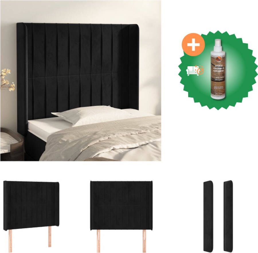 VidaXL Klassiek Hoofdbord Zacht fluweel Stevige poten Verstelbare hoogte Comfortabele ondersteuning Kleur- zwart Materiaal- stof en hout Afmetingen- 83x16x118 128 cm Bedonderdeel Inclusief Houtreiniger en verfrisser