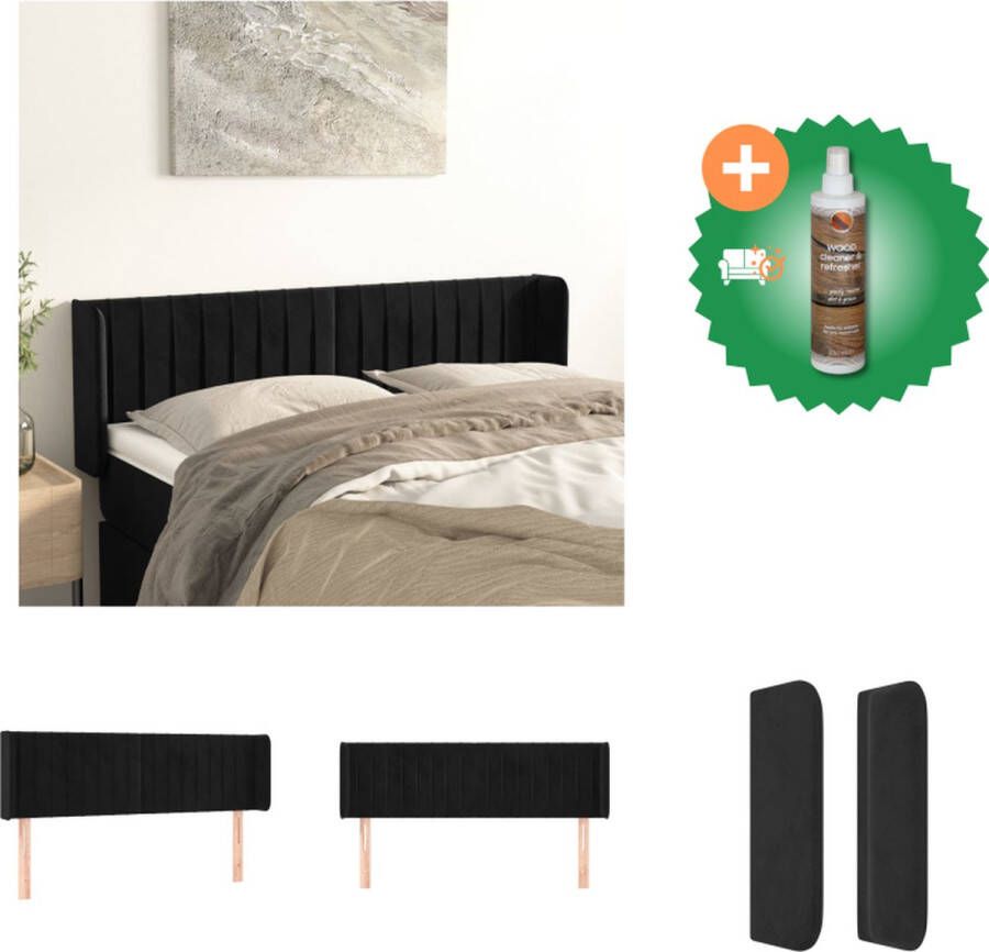 VidaXL Klassiek Hoofdbord Zwart 147 x 16 x 78 88 cm Fluweel Stevige Poten Verstelbare Hoogte Bedonderdeel Inclusief Houtreiniger en verfrisser - Foto 2