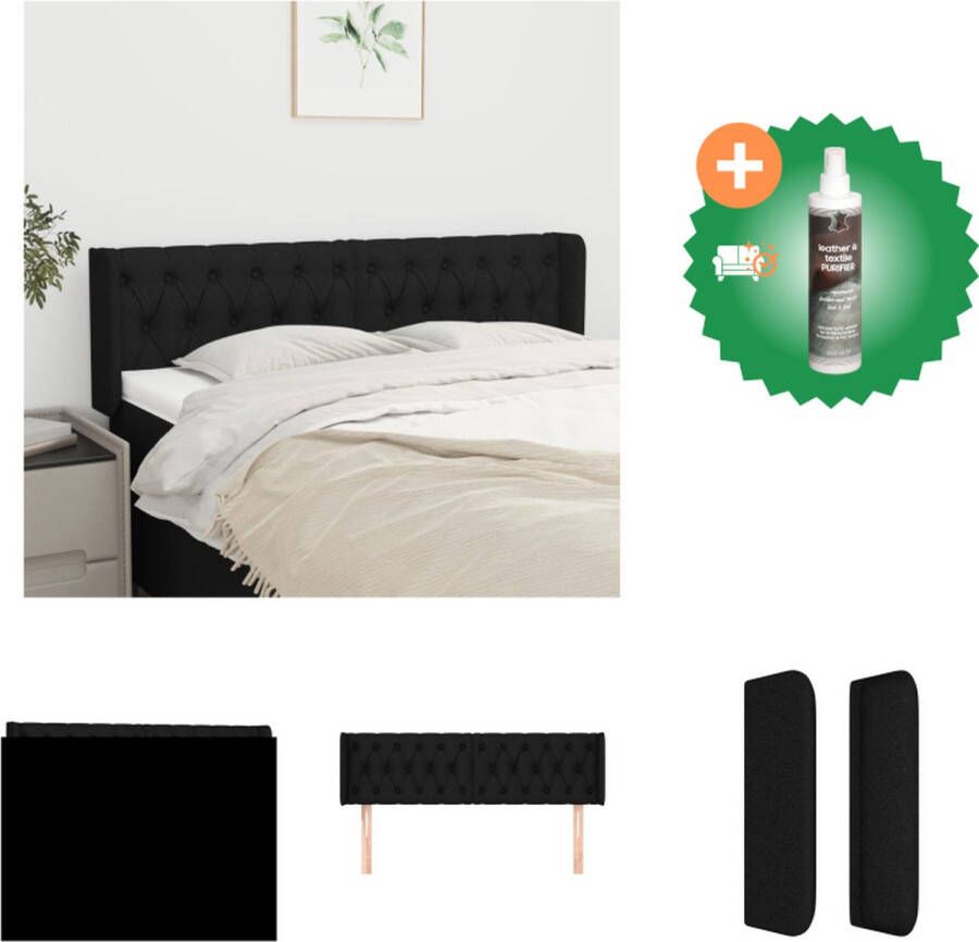 VidaXL Klassiek Hoofdbord Zwart 163 x 16 x 78 88 cm Duurzame stof Stevige houten poten Bedonderdeel Inclusief Reiniger - Foto 1