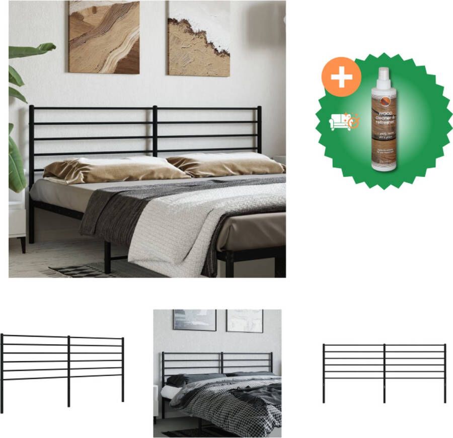 VidaXL Klassiek Hoofdbord Zwart 198 x 3 x 90 cm Robuuste Metalen Constructie Bedonderdeel Inclusief Houtreiniger en verfrisser - Foto 2