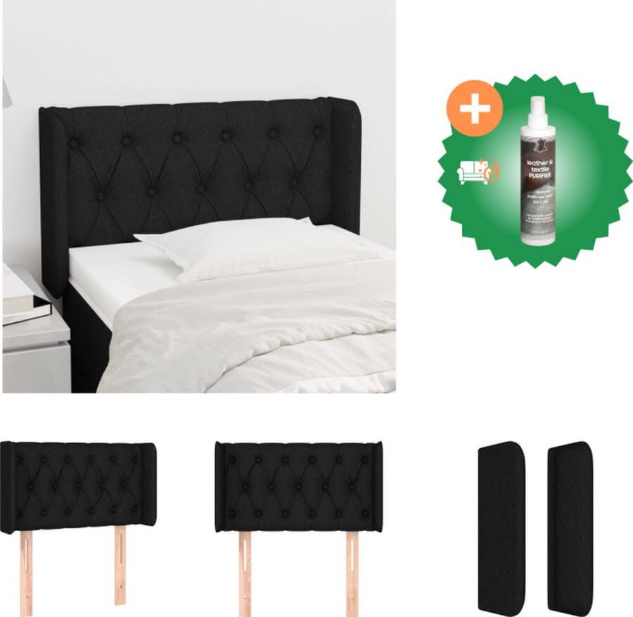 VidaXL Klassiek Hoofdbord Zwart 83 x 16 x 78 88 cm Ademend en Duurzaam Verstelbare Hoogte Stevige Houten Poten Comfortabele Ondersteuning Bedonderdeel Inclusief Reiniger