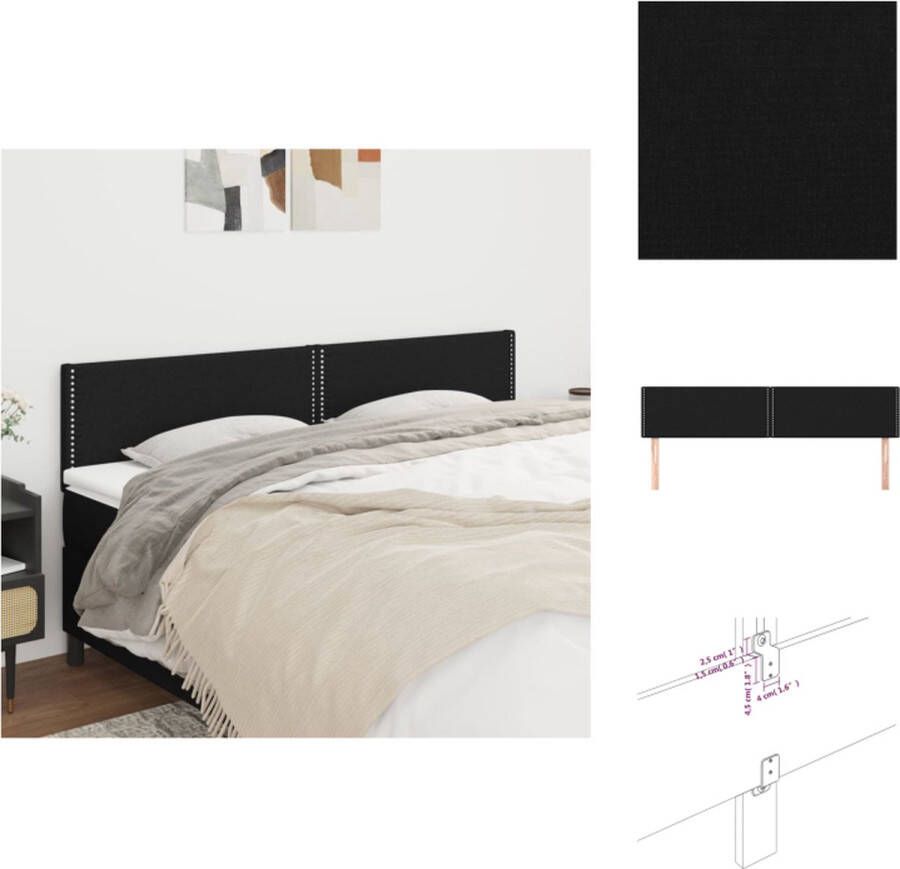VidaXL Klassiek Hoofdbord Zwarte Stof Verstelbare Hoogte Comfortabele Ondersteuning Elegant Ontwerp 180 x 5 x 78 88 cm Bedonderdeel