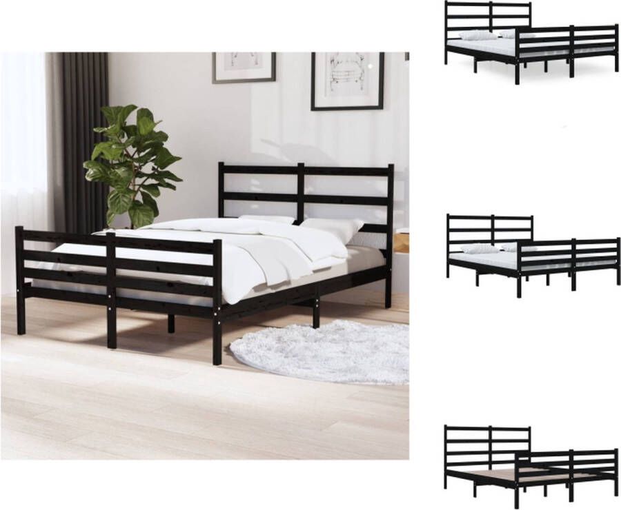 VidaXL Klassiek Houten Bedframe 195.5 x 126 x 100 cm Zwart Bed