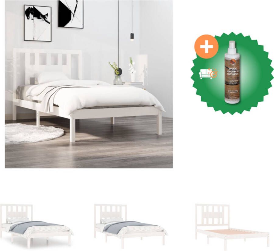 VidaXL Klassiek Houten Bedframe 205.5 x 106 x 100 cm Massief Grenenhout Bed Inclusief Houtreiniger en verfrisser