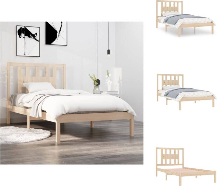 VidaXL Houten Bedframe Massief Grenenhout 205.5 x 105.5 x 31 cm Inclusief Hoofdeind Geschikt voor 100 x 200 cm Matras Montage Vereist Bed - Foto 6