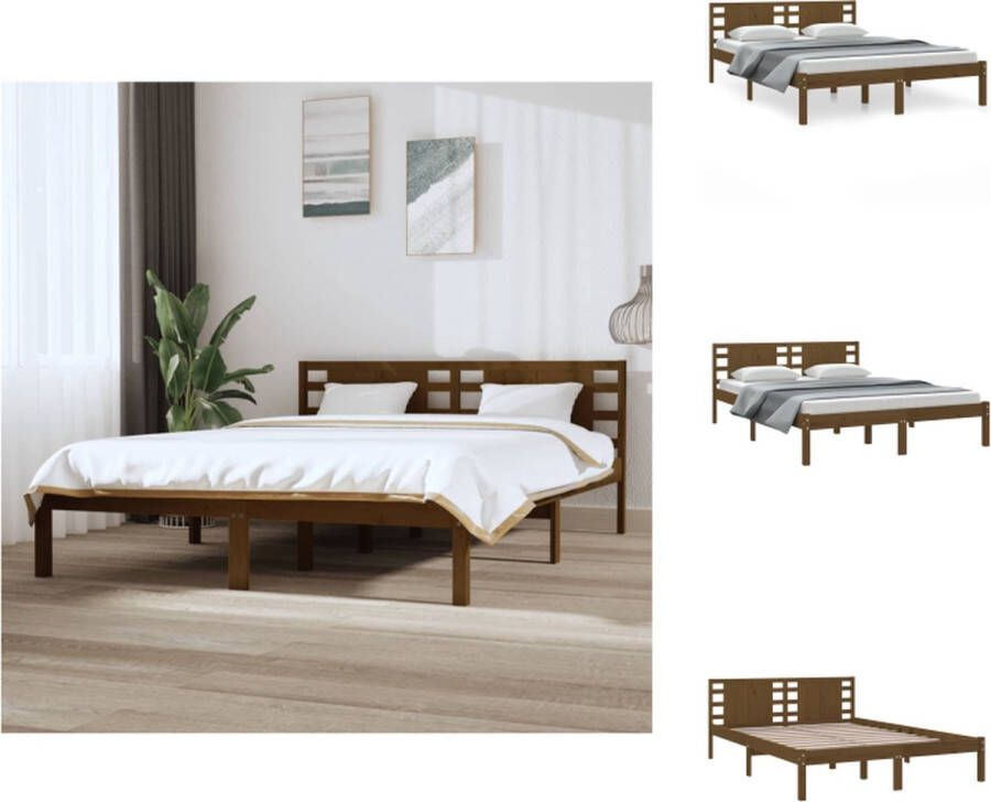 VidaXL Bedframe Grenenhout Honingbruin 205.5 x 126 x 100 cm Geschikt voor matras 120 x 200 cm Bed - Foto 9