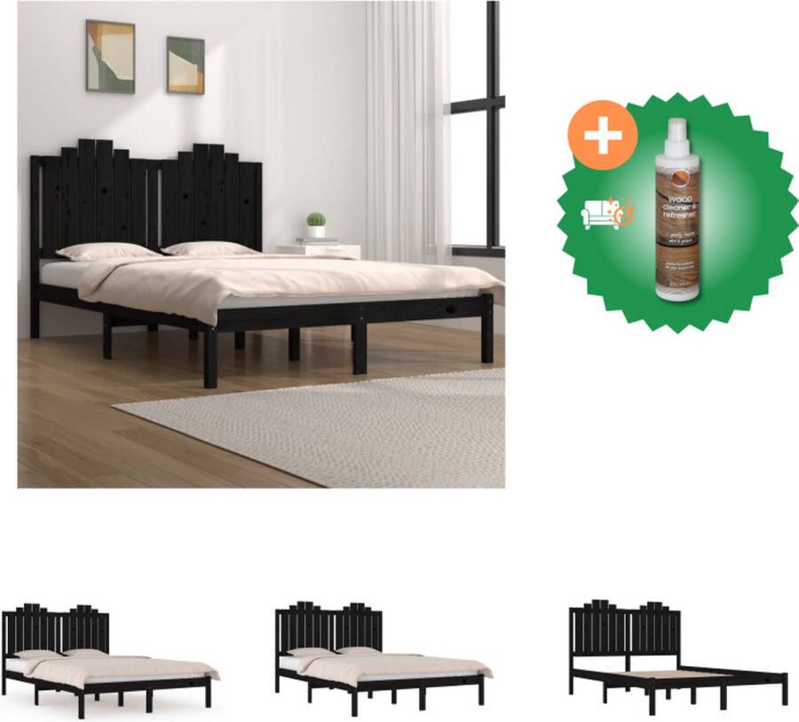 VidaXL Klassiek Houten Bedframe 205.5 x 165.5 cm Zwart Bed Inclusief Houtreiniger en verfrisser