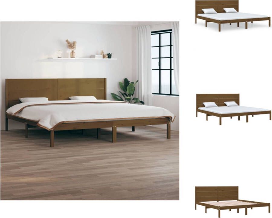 VidaXL Klassiek Houten Bedframe 205.5 x 205.5 cm Hoogwaardig massief hout Bed