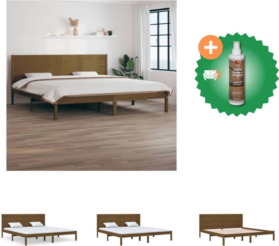 VidaXL Klassiek Houten Bedframe 205.5 x 205.5 cm Hoogwaardig massief hout Bed Inclusief Houtreiniger en verfrisser