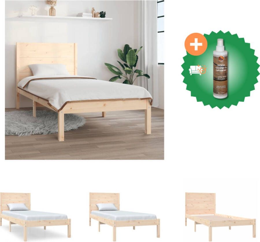 VidaXL Klassiek Houten Bedframe 205.5 x 95.5 x 100 cm Massief Grenenhout Bed Inclusief Houtreiniger en verfrisser
