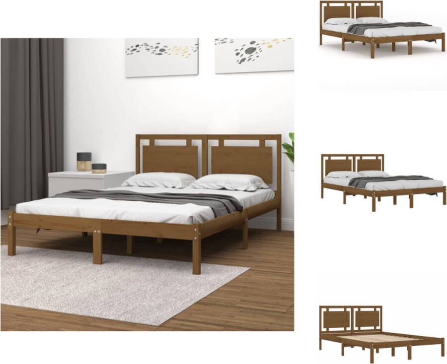 vidaXL Klassiek Houten Bedframe Massief Grenenhout Multiplex Lattenbodem 150 x 200 cm Bed