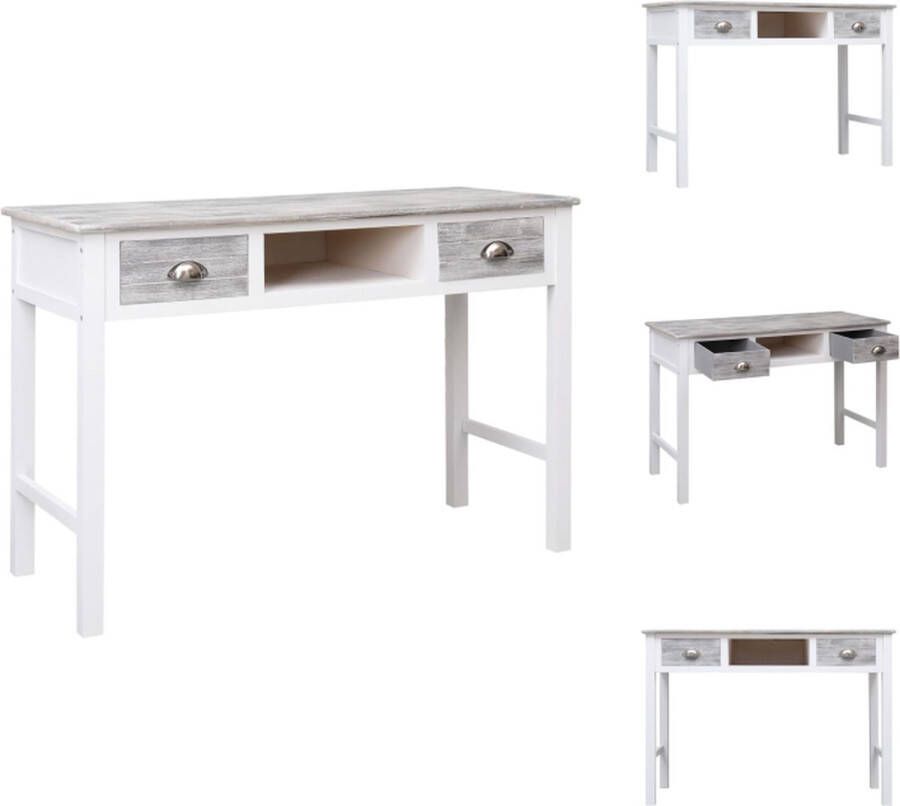 VidaXL Schrijftafel Schrijftafels Tafel Tafels Schrijftafel 110x45x76 cm hout grijs - Foto 2