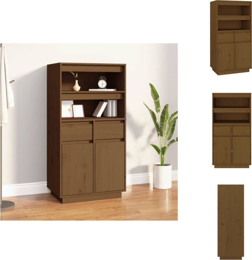 VidaXL Hoge Kast Hoge Kasten Houten Hoge Kast Hoge kast 60x40x116-5 cm massief grenenhout honingbruin - Foto 2
