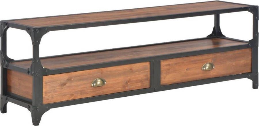 vidaXL Klassiek Houten TV-Meubel Massief Grenenhout Stijlvol Design 2 Lades 1 Plank Bruin 120 x 30 x 40 cm