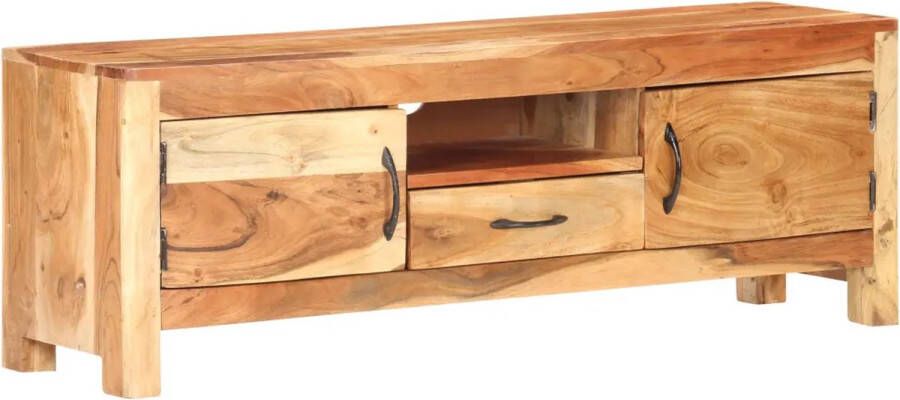 vidaXL Klassiek Houten TV-Meubel van Massief Acaciahout Natuurlijke Afwerking Ruime Opslag (116x30x40 cm)