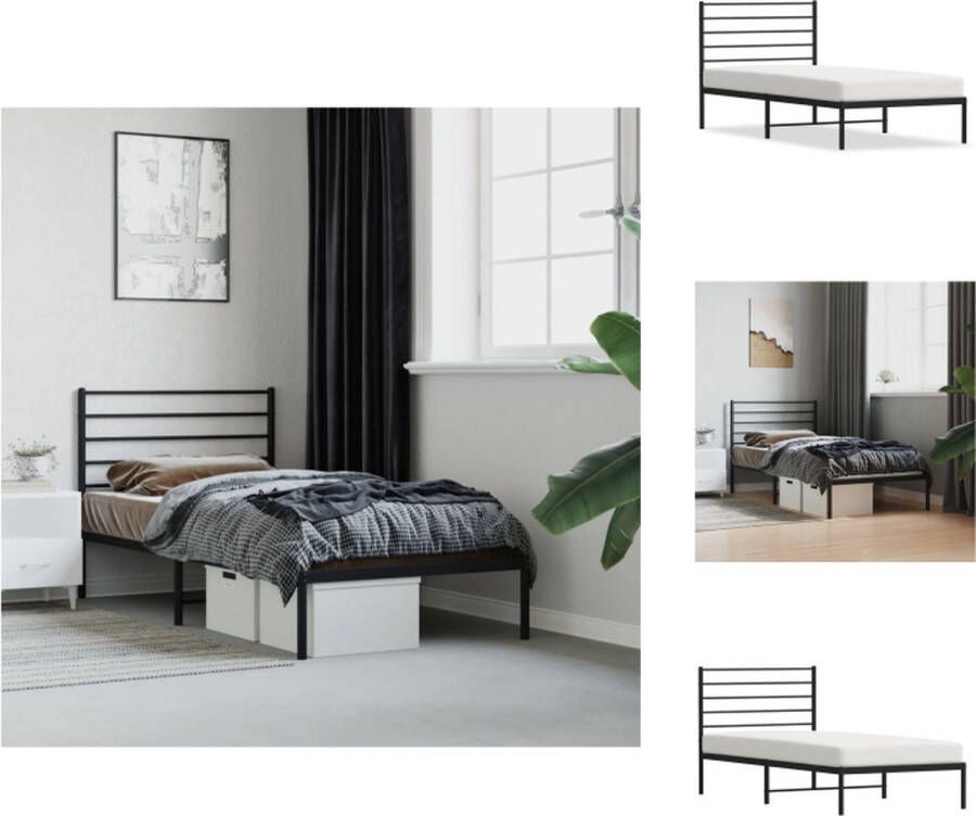 VidaXL Bedframe Klassiek Zwart Robuust Staal 207 x 85 x 90 cm Geen Matras Montage Vereist Bed - Foto 8