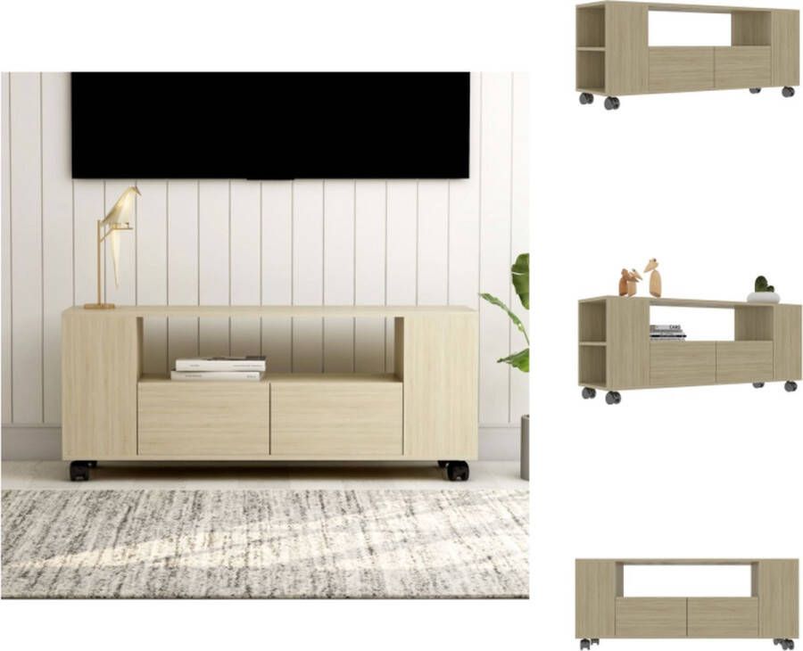 vidaXL Klassiek TV-meubel 120 x 35 x 48 cm Sonoma Eiken Met 2 lades Kast