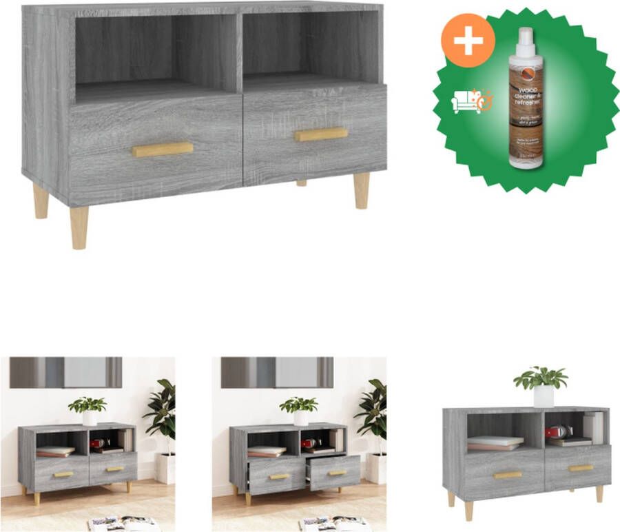 VidaXL Klassiek TV-meubel grijs sonoma eiken 80 x 36 x 50 cm stevig en vochtbestendig Kast Inclusief Houtreiniger en verfrisser - Foto 2