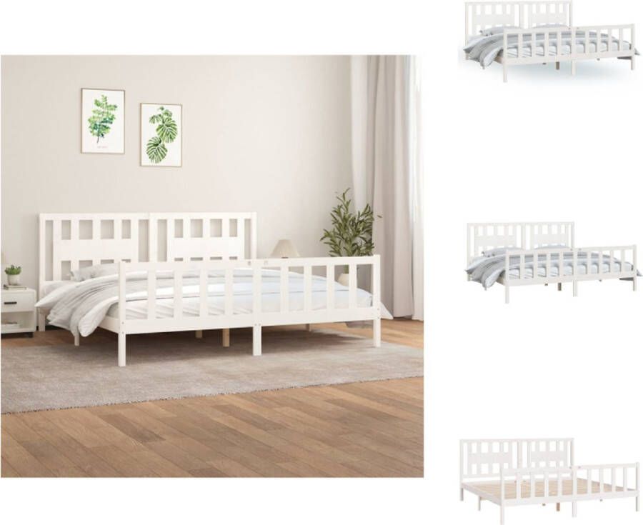 VidaXL Klassiek wit houten bedframe 205.5 x 185.5 x 69.5 cm Massief grenenhout Bed