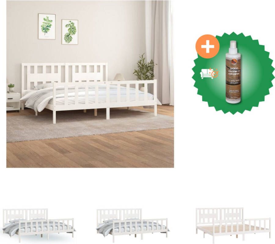 VidaXL Klassiek wit houten bedframe 205.5 x 185.5 x 69.5 cm Massief grenenhout Bed Inclusief Houtreiniger en verfrisser