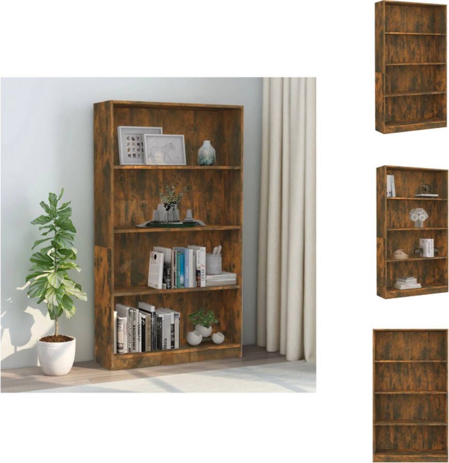 VidaXL Boekenkast Boekenkasten Boekenschap Boekenstandaard Boekenkast 4-laags 80x24x142 cm bewerkt hout gerookt eikenkleur