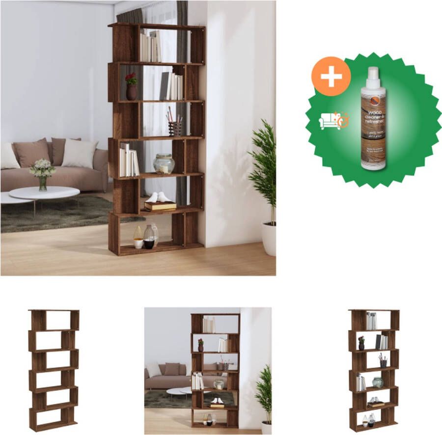 VidaXL Klassieke Boekenkast Bruineiken 80x24x192 cm Duurzaam hout Voldoende opbergruimte Kast Inclusief Houtreiniger en verfrisser