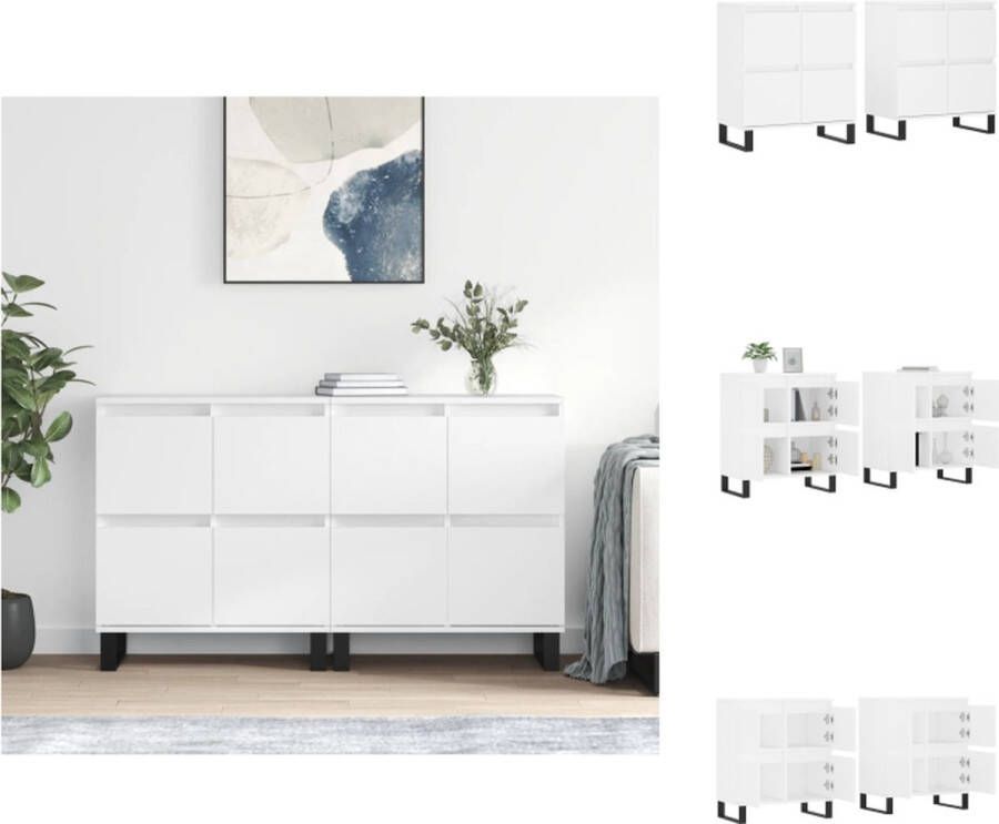 VidaXL Dressoir Dressoirs Kast Wandkast Dressoirs 2 st bewerkt hout wit - Foto 3