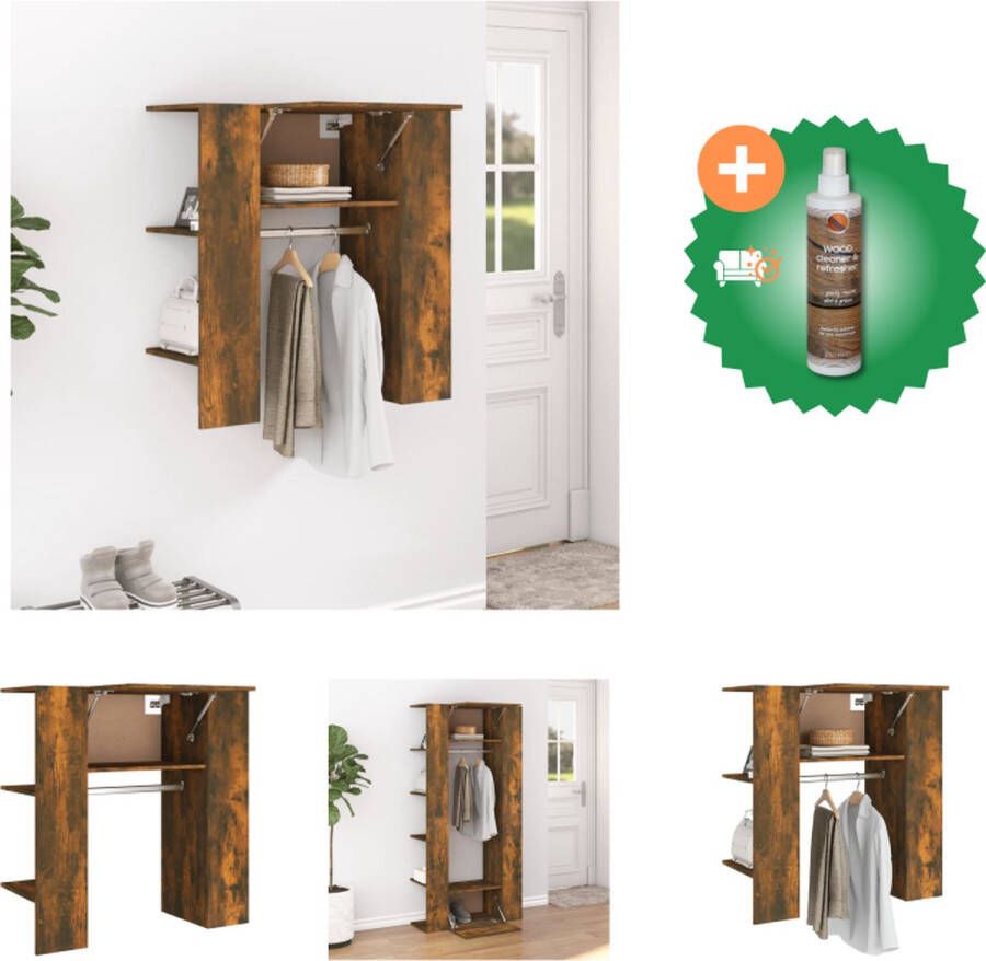 VidaXL Klassieke Gangkast Ruimtebesparend Stevig materiaal Veel opbergruimte Speciaal ontwerp Trendy uitstraling Gerookt eiken 97.5 x 37 x 99 cm Kast Inclusief Houtreiniger en verfrisser
