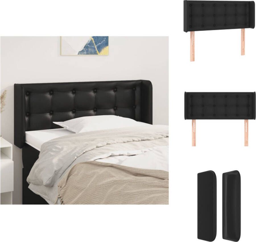 VidaXL Hoofdbord Hoofdborden Hoofdeinde Houten Hoofdbord met randen 93x16x78 88 cm kunstleer zwart - Foto 2