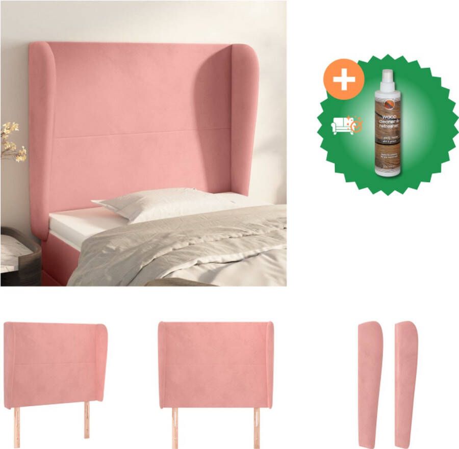 VidaXL Klassieke Hoofdbord Fluweel Stevige Poten Verstelbare Hoogte Comfortabele Ondersteuning Roze 103x23x118 128 cm Bedonderdeel Inclusief Houtreiniger en verfrisser