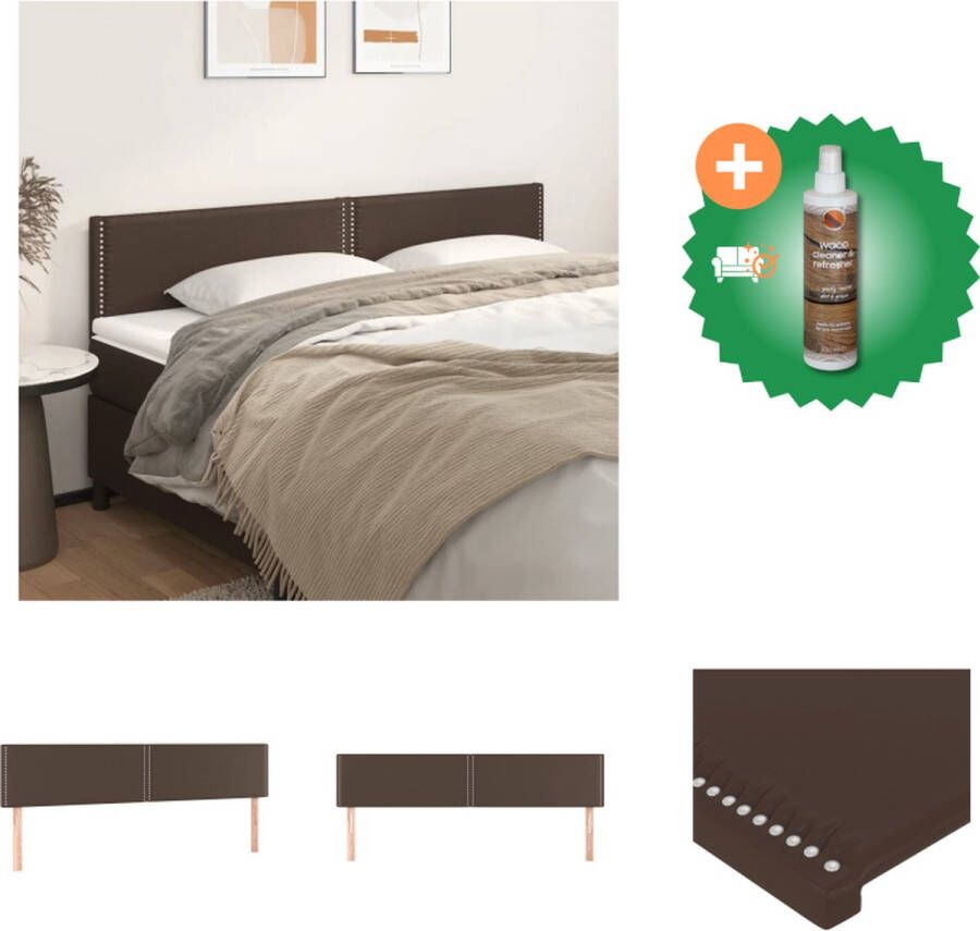 VidaXL Klassieke Hoofdbord Kunstleer Stevige Houten Poten Verstelbare Hoogte Bruin 200x5x78 88cm Set van 2 Bedonderdeel Inclusief Houtreiniger en verfrisser - Foto 2