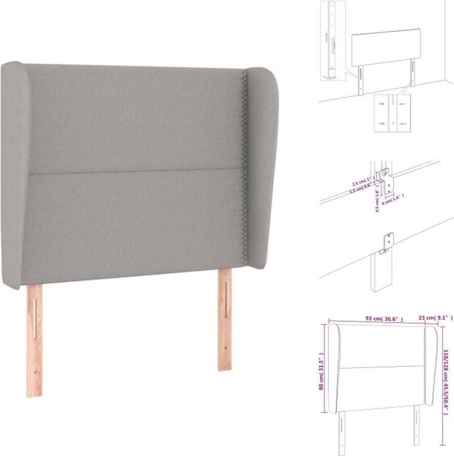 VidaXL Hoofdbord Hoofdborden Hoofdeinde Houten Hoofdbord met randen 93x23x118 128 cm stof lichtgrijs - Foto 3
