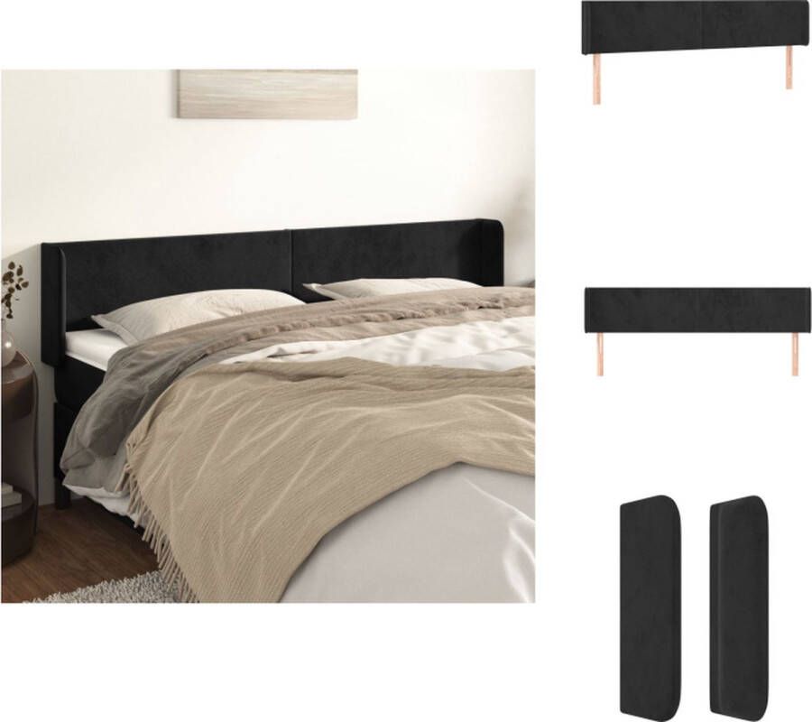 VidaXL Klassieke Hoofdbord Zwart Fluweel Verstelbare Hoogte Stevige Poten Comfortabele Ondersteuning Bedonderdeel