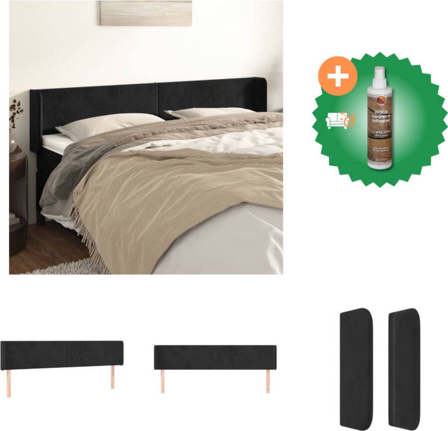 VidaXL Klassieke Hoofdbord Zwart Fluweel Verstelbare Hoogte Stevige Poten Comfortabele Ondersteuning Bedonderdeel Inclusief Houtreiniger en verfrisser