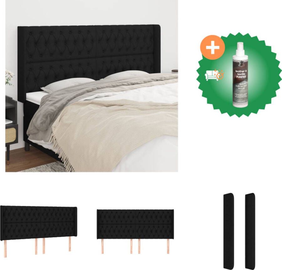 VidaXL Klassieke Hoofdbord Zwarte Stoffen Bekleding Verstelbare Hoogte Stevige Houten Poten Comfortabele Ondersteuning Bedonderdeel Inclusief Reiniger