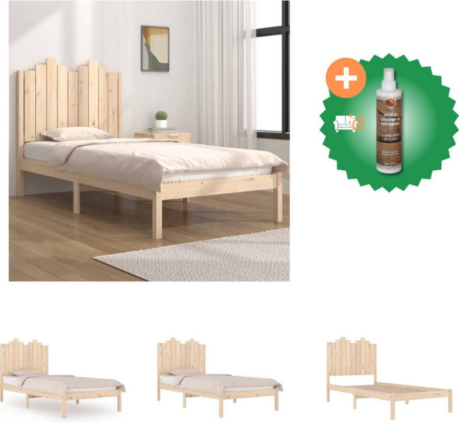 VidaXL Klassieke Houten Bedframe 195.5 x 95.5 x 110 cm Grenenhout Onbehandeld Bed Inclusief Houtreiniger en verfrisser