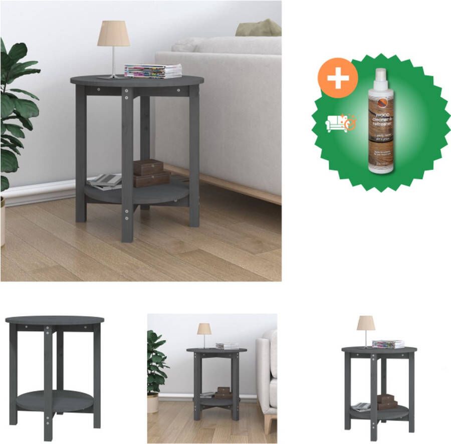 VidaXL Klassieke Houten Salontafel Ø 55 x 60 cm Massief Grenenhout Tafel Inclusief Houtreiniger en verfrisser