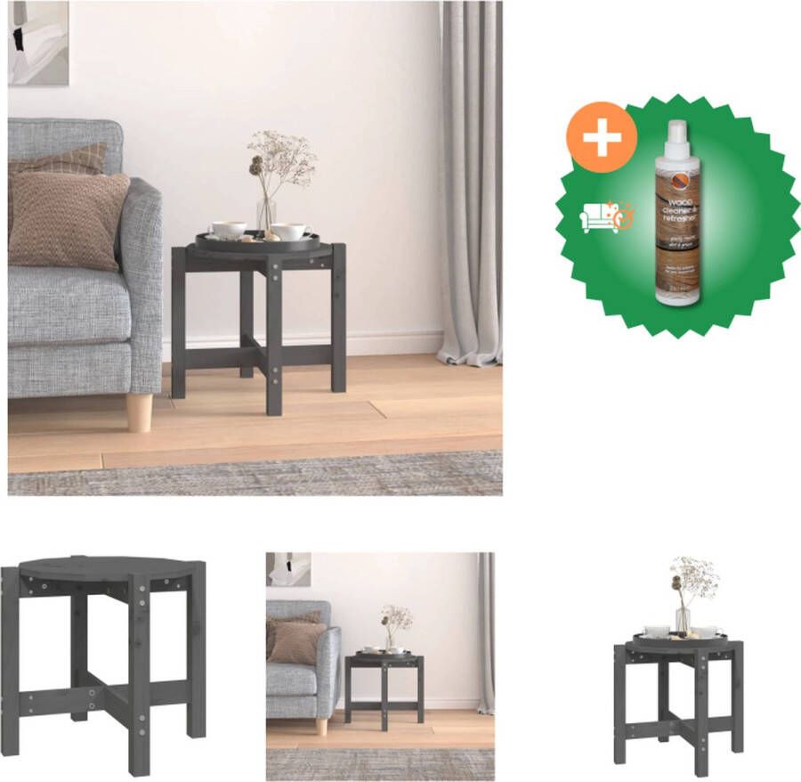 VidaXL Klassieke houten salontafel Grijs 52.5 x 45 cm (ø x H) Tafel Inclusief Houtreiniger en verfrisser
