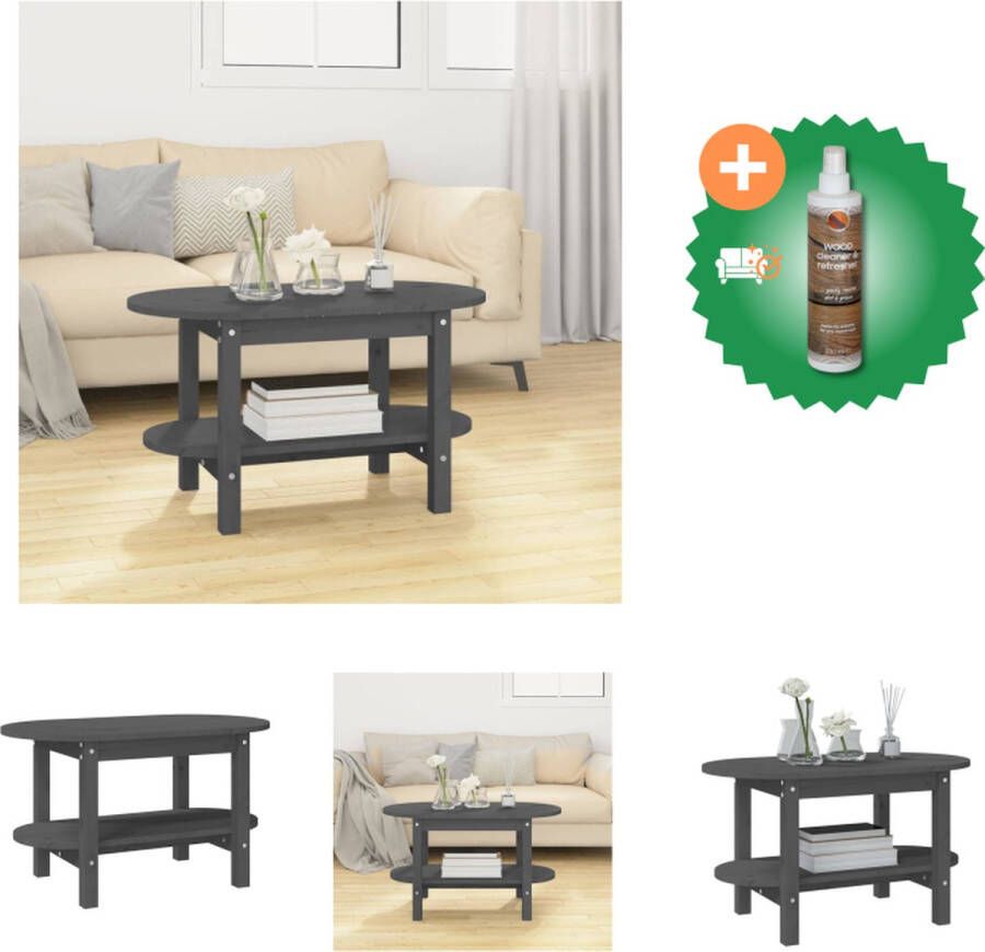 VidaXL Klassieke Houten Salontafel Grijs 80 x 45 x 45 cm Massief Grenenhout Tafel Inclusief Houtreiniger en verfrisser