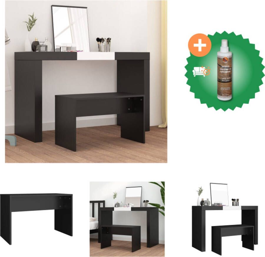 VidaXL Klassieke Kaptafelkruk Zwart 70 x 35 x 45 cm Hoogwaardig materiaal Hocker Inclusief Houtreiniger en verfrisser