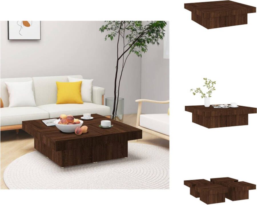 VidaXL Salontafel Salontafels Tafel Bijzettafel Salontafel 90x90x28 cm bewerkt hout bruineikenkleurig - Foto 2