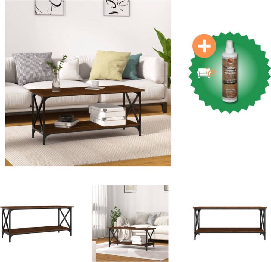 VidaXL Klassieke salontafel Bijzettafel 100 x 45 x 45 cm Bruineiken Hout en ijzer Tafel Inclusief Houtreiniger en verfrisser